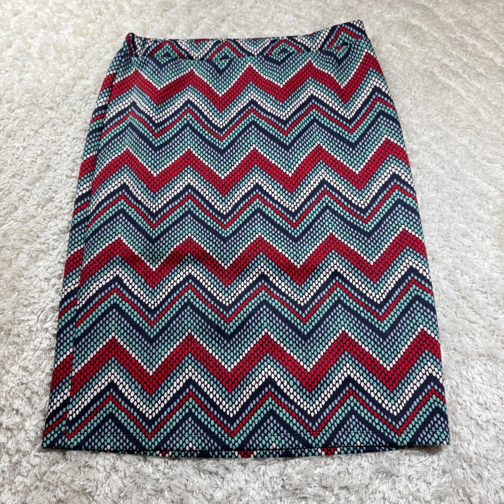 Cato Skirt Medium Multicolor Chevron Print Pencil MIDI Hippie Boho Gypsy